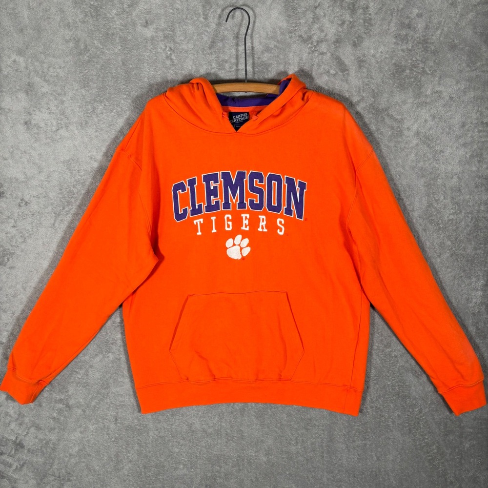 Campus Heritage Clemson Tigers Hoodie Mens XXL Orange Purple Graphic Pullover